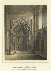 Catedral de Rochester, vista de la puerta que conduce a la sala capitular de English School