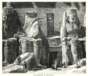 Templos rupestres de Abousimbel (grabado) de English School