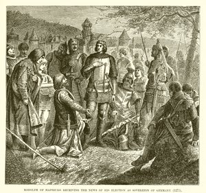 Rodolfo de Habsburgo recibiendo la noticia de su elección como soberano de Alemania (1273) de English School