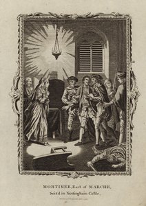 Roger Mortimer capturado en el Castillo de Nottingham de English School