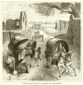 Viaje romano; vehículos en la carretera de English School