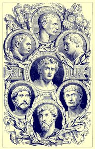 Emperadores romanos, ilustración de The Illustrated History of the World, publicado c.1880 de English School