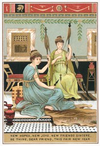 Damas romanas en villa, Tarjeta de Año Nuevo de English School