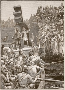 Soldados romanos dejando Gran Bretaña, ilustración de Cassells Illustrated History of England de English School