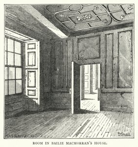Habitación en la Casa de Bailie Macmorran (grabado) de English School