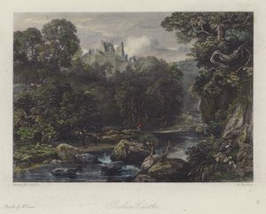 Castillo de Roslin, Escocia (grabado en color) de English School