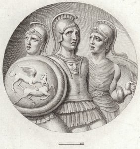 Medallón que representa a tres soldados romanos