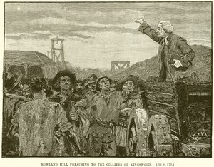Rowland Hill predicando a los mineros de Kingswood de English School