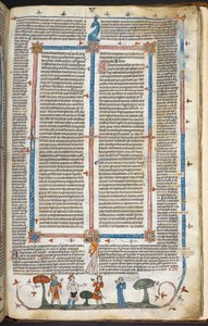 Royal MS 10 IV f.294r Figuras medievales y decoración marginal, ilustración de la 