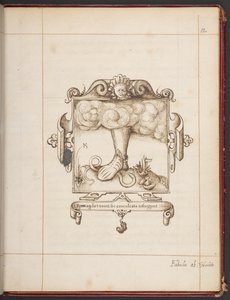 Real MS 18 A XLVIII, fol. 12r, emblema con lema en latín de la copia de presentación de George Gascoine de Hemetes the Hermit de English School