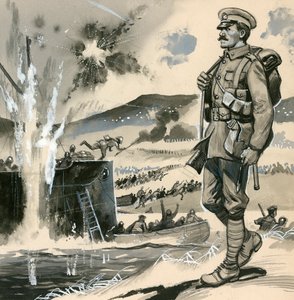 Marines Reales en los desembarcos anfibios en los Dardanelos en 1915