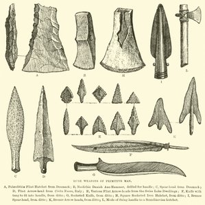 Armas rudimentarias del hombre primitivo de English School