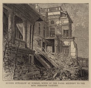 Bungalow en ruinas en Bombay, escena del accidente fatal al Honorable Narayen Vasudeo de English School