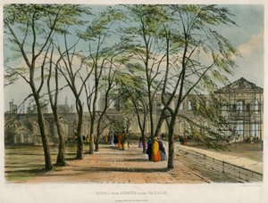 Ruinas desde la Avenida en el Desfile, Incendio de la Torre de Londres, 1841 de English School