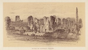 Ruinas del priorato de Sopwell (litografía en color) de English School