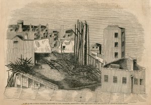 Ruinas del Teatro Olímpico, destruido por un incendio, 29 de marzo de 1849 de English School