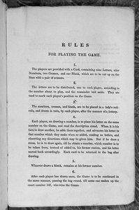 Reglas para jugar al Juego del Himno Nacional de los Estados Unidos o Emigrantes a los Estados Unidos, c.1840 de English School