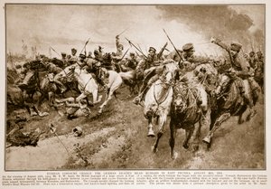 Cosacos rusos cargan contra los húsares de la cabeza de muerte alemanes, 1914-19 de English School