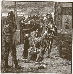 Rutland suplicando a Clifford que le perdone la vida, ilustración de Cassells Illustrated History of England de English School