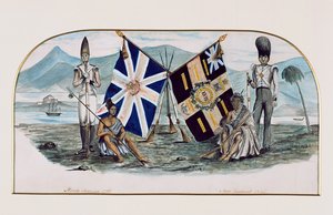 Regimiento de Rutlandshire, América del Norte 1759, Nueva Zelanda 1845, c.1850 de English School