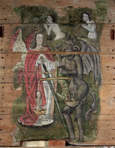 San Miguel y el Diablo, del Juicio Final de Wenhaston, c.1500-20 (madera pintada)