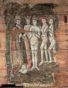 San Pedro recibiendo a la nobleza, del Juicio Final de Wenhaston, c.1500-20 (madera pintada)