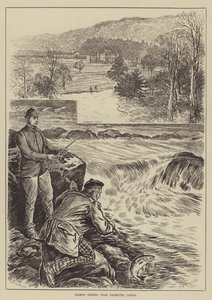 Pesca de salmón cerca del castillo de Taymouth de English School