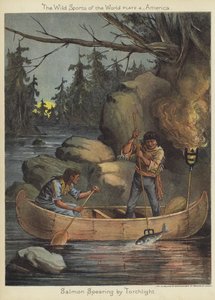 Pesca de salmón con antorchas