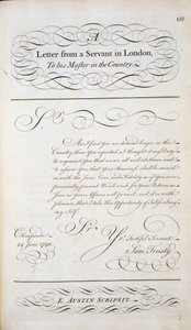 Carta de muestra de un libro de patrones de cartas, c.1740 de English School