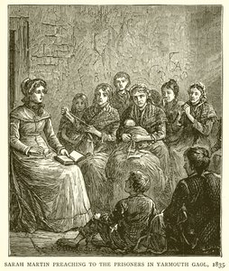 Sarah Martin predicando a los prisioneros en la cárcel de Yarmouth, 1835 de English School