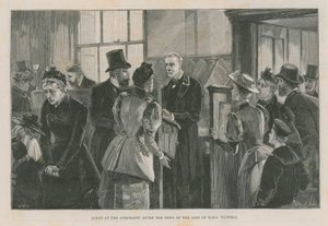 Escena en el Almirantazgo después de la noticia de la pérdida del Victoria de English School