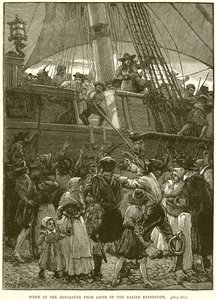 Escena en la partida de la expedición de Darien desde Leith de English School