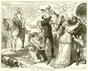 Escena en el Alivio de Lucknow, 1858 de English School