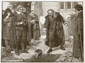 Escena en el funeral de Chillingworth, ilustración de Cassells Illustrated History of England de English School