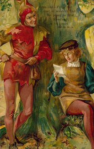 Escena de Como gustéis, de William Shakespeare (litografía en color)