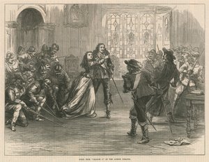 Escena de Charles I en el Teatro Lyceum, Londres de English School