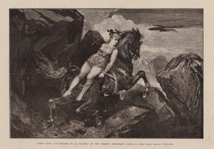 Escena de "Lies Pirates De La Savane," En el Theatre Historique, París, Leo, Mdlle Oceana, atada a un Caballo Salvaje (grabado) de English School