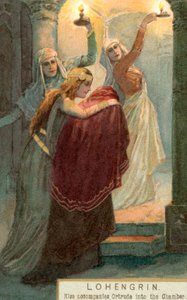 Escena de Lohengrin: Elsa acompaña a Ortrude a la cámara (cromolito) de English School