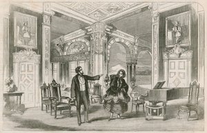 Escena del nuevo entretenimiento de Miss P Horton en la Galería de Ilustración, Regent Street, Londres de English School