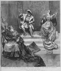 Escena de una producción de Enrique VIII de Shakespeare en el Teatro Lyceum, Londres de English School