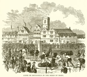 Escena en Smithfield en el Reinado de María de English School