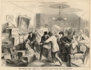 Escena en una cervecería durante el incendio de English School