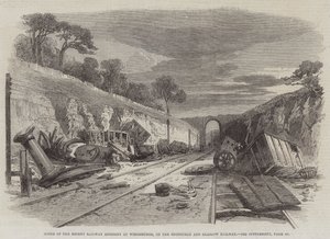 Escena del Reciente Accidente Ferroviario en Winchburgh, en el Ferrocarril de Edimburgo y Glasgow de English School