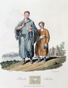 Escolar y su maestro - en “Celtas y godos, costumbres de los habitantes de las Islas Británicas de principios del siglo VI y de las naciones godas de la costa oeste del Báltico”, por S.R. Meyrick y Ch. Smith