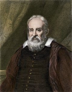 Ciencias y científicos: Retrato de Galileo Galilei de Galilea, astrónomo italiano (1564-1642). Grabado en color.