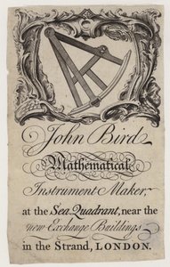 Tarjeta comercial de fabricante de instrumentos científicos, John Bird de English School