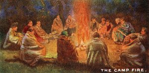 Scouts alrededor de una Fogata, 1929 de English School