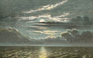 Mar en la noche con luna llena