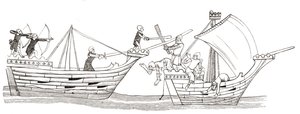 Combate naval, principios del siglo XIV, de 