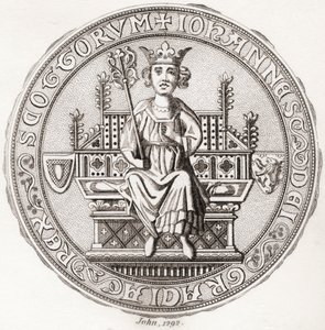 Sello de John Balliol, c.?1249 1314, alias,Toom Tabard, "abrigo vacío" en escocés, Rey de Escocia. De Iconographia Scotica or Portraits of Illustrious Persons of Scotland, publicado en 1797. de English School